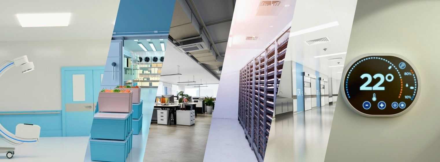 Panoramic view of a modern smart office interior hallway